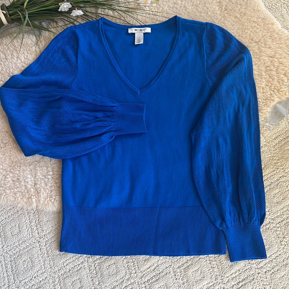 Whitehouse Blackmarket V_neck Blue Sweater S